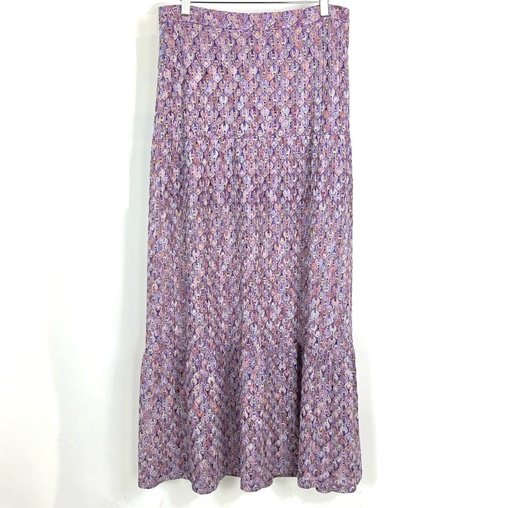 Trina Turk Long Beach Orchid Serpentine Lace Tiered Maxi Skirt